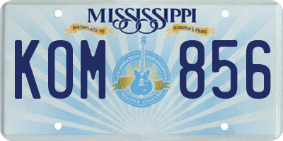 MS license plate KOM856