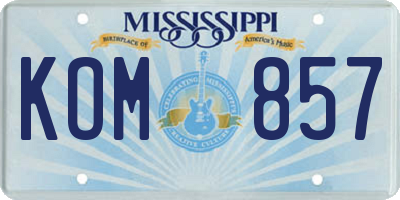 MS license plate KOM857