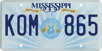 MS license plate KOM865
