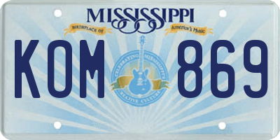 MS license plate KOM869