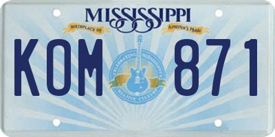 MS license plate KOM871