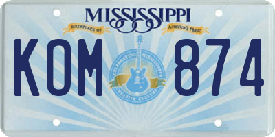 MS license plate KOM874