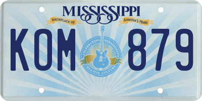 MS license plate KOM879