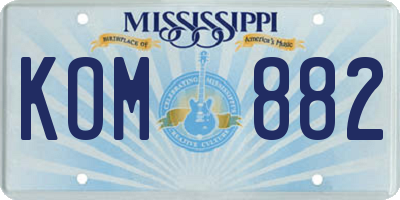 MS license plate KOM882