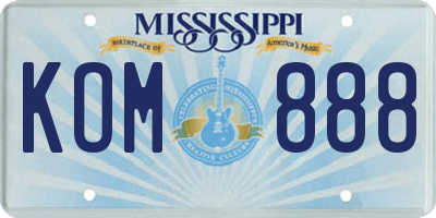 MS license plate KOM888