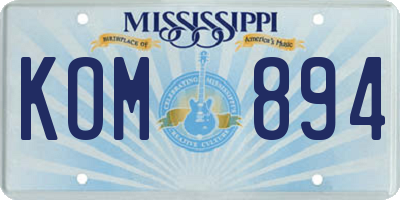 MS license plate KOM894