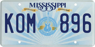 MS license plate KOM896