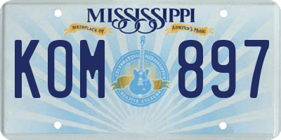 MS license plate KOM897
