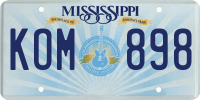 MS license plate KOM898