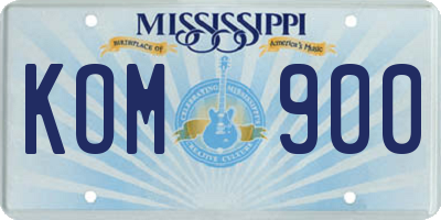 MS license plate KOM900