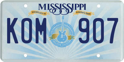 MS license plate KOM907