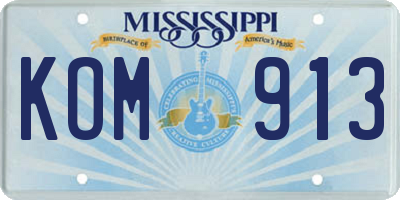 MS license plate KOM913