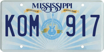 MS license plate KOM917