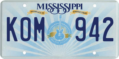 MS license plate KOM942