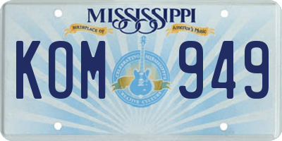 MS license plate KOM949