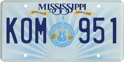MS license plate KOM951