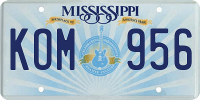 MS license plate KOM956
