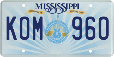 MS license plate KOM960