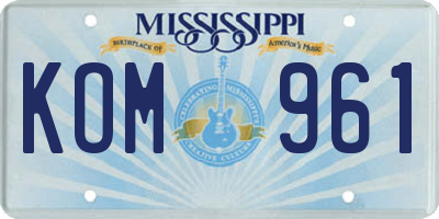 MS license plate KOM961