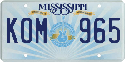 MS license plate KOM965