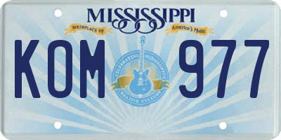 MS license plate KOM977