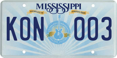 MS license plate KON003