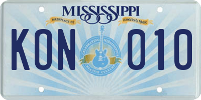 MS license plate KON010