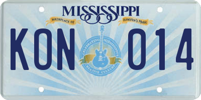 MS license plate KON014