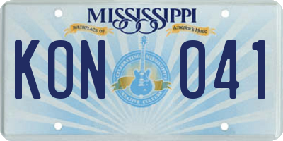 MS license plate KON041