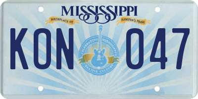 MS license plate KON047