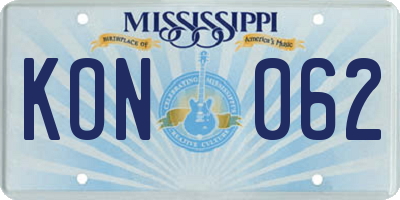 MS license plate KON062