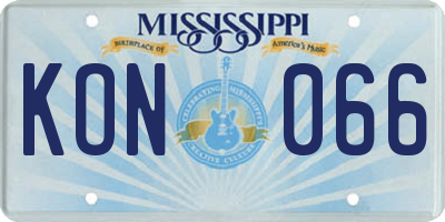 MS license plate KON066