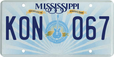 MS license plate KON067