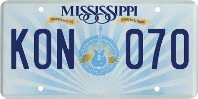 MS license plate KON070