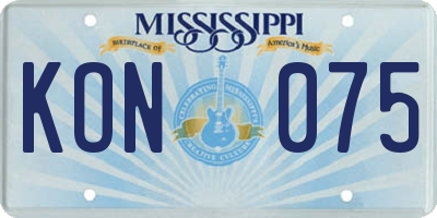 MS license plate KON075