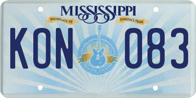 MS license plate KON083