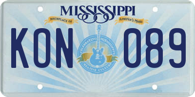 MS license plate KON089