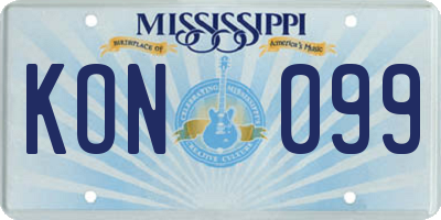 MS license plate KON099