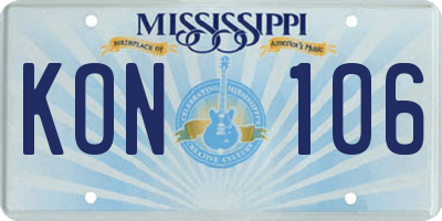 MS license plate KON106