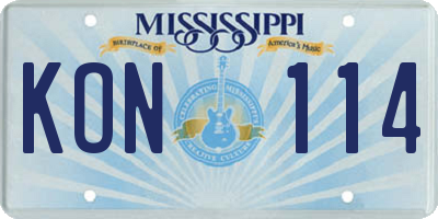 MS license plate KON114