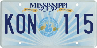 MS license plate KON115