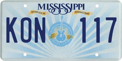 MS license plate KON117