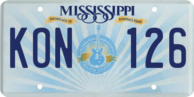 MS license plate KON126