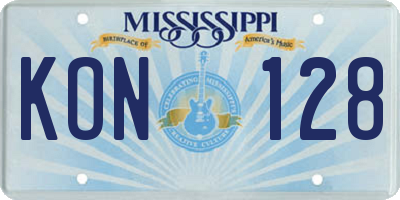 MS license plate KON128