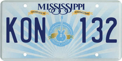 MS license plate KON132