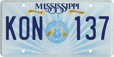MS license plate KON137