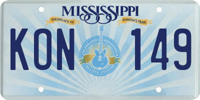 MS license plate KON149