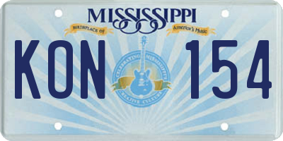 MS license plate KON154