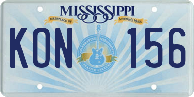 MS license plate KON156