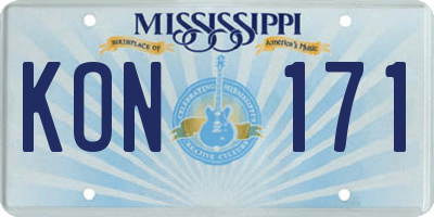 MS license plate KON171